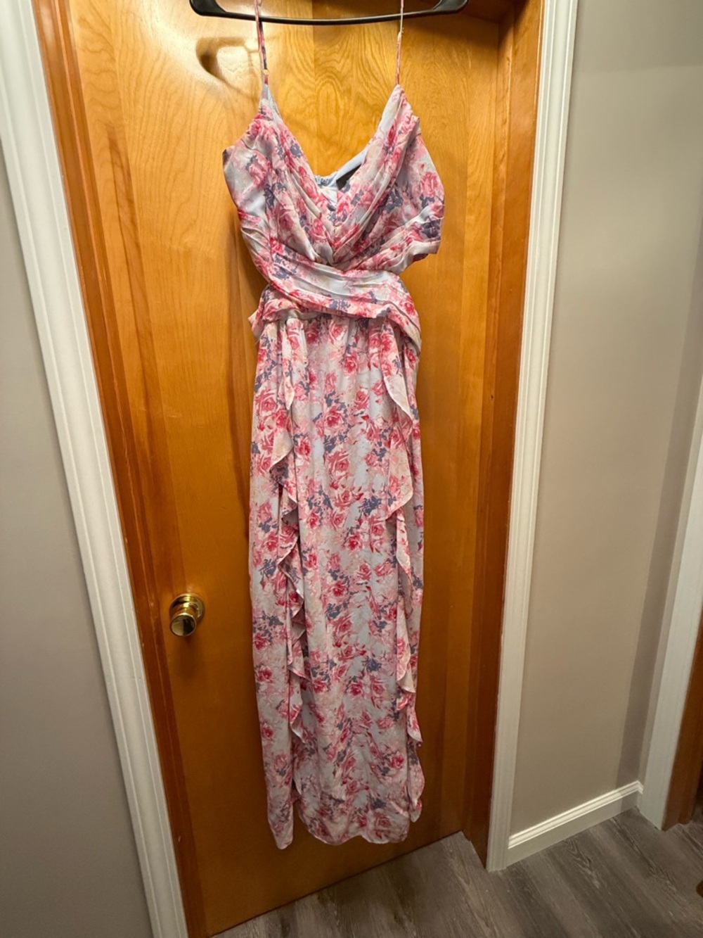 Women’s Pink Floral Wrap Maxi Dress-Vici